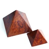 Two wooden pyramids with elm magnifying glass, 70s