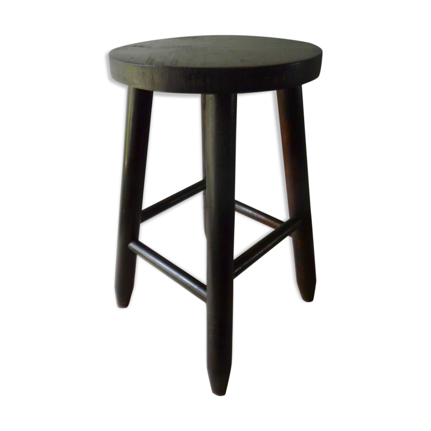 Wooden stool massive dark years 70