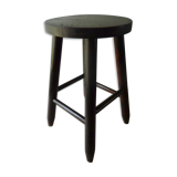 Wooden stool massive dark years 70