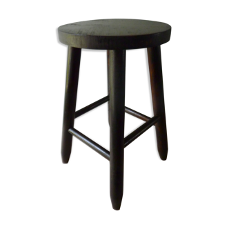 Wooden stool massive dark years 70
