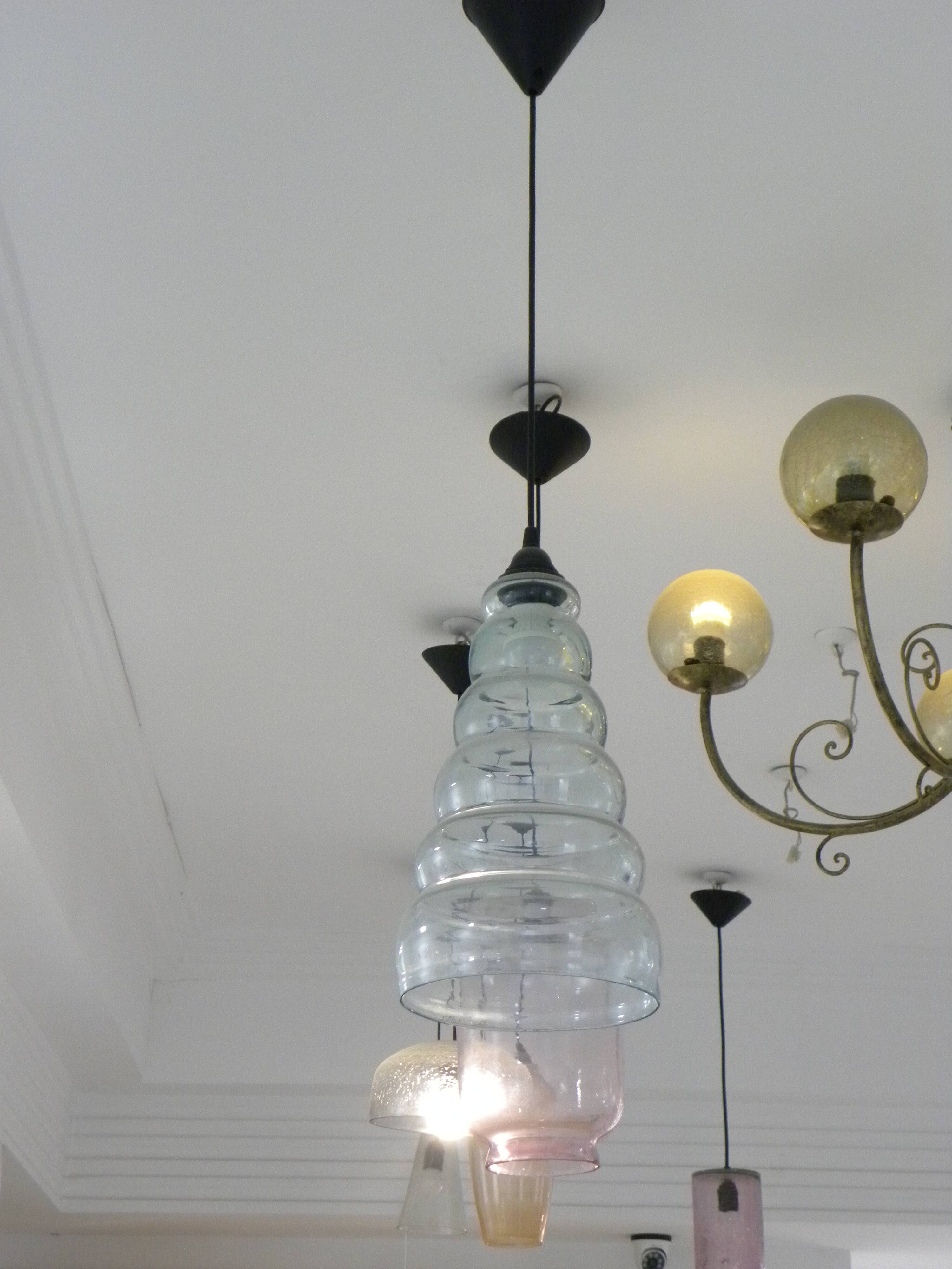 Suspension in blown glass Scandinavian design luminaire Art Deco ceiling light