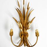 Beautiful large 70s gold-plated 2-armed metal wall lamp by Hans Kögl