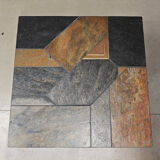 Slate stone brutalist coffee table, 1980s