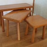 3 light beech nesting tables Meubelfabriek Oisterwijk