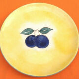 1970s Suite of 6 dessert plates Fruit decoration (lemon, grape, pear ...)