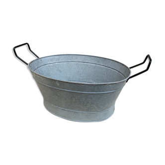 Bassine lessiveuse galvanisé zinc baignoire vintage bac à fleurs