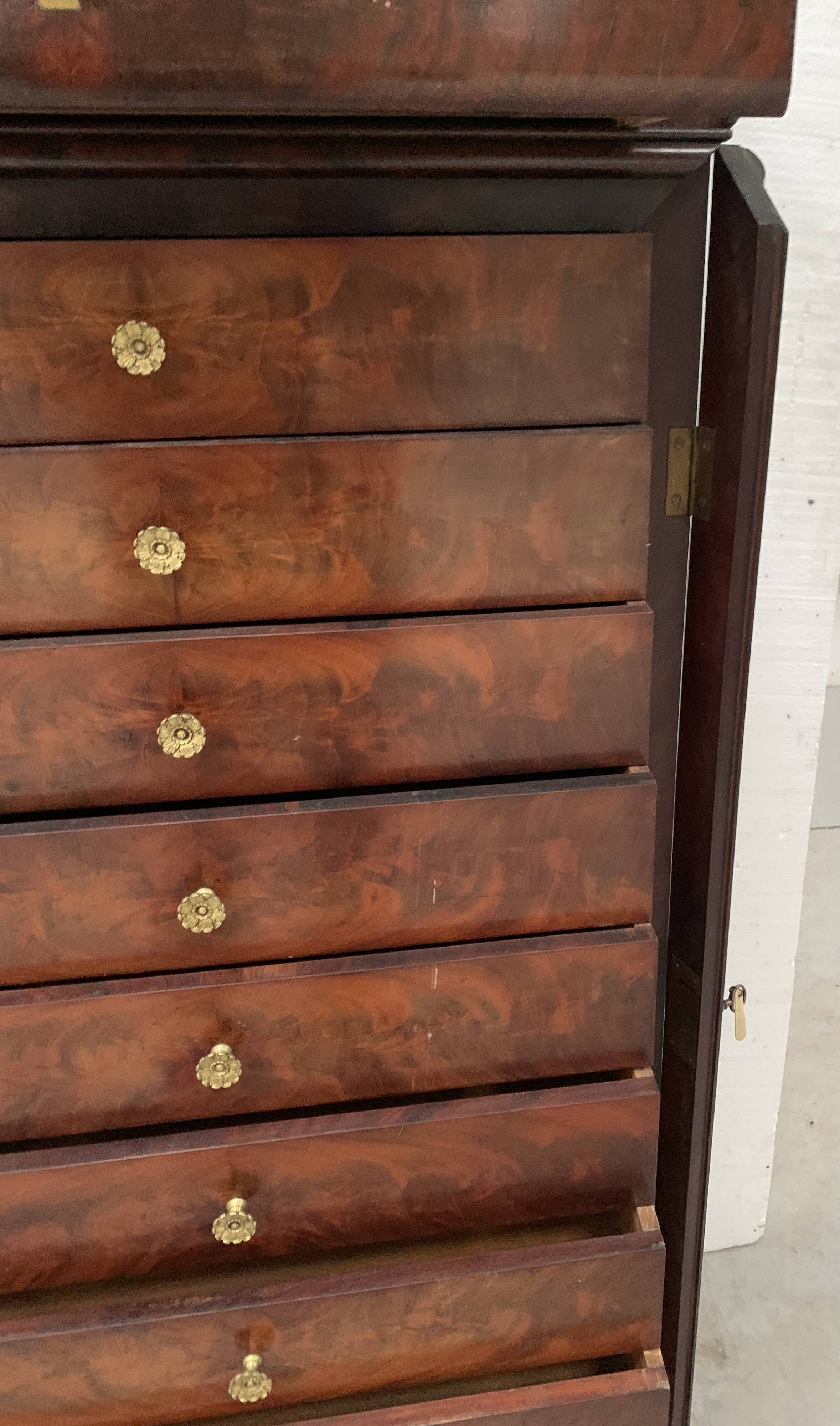 19th century mahogany and veneer cardboard or notary cabinet