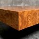 Coffee table by Jean-Claude Mahey for Roche Bobois, elm burl veneer, has