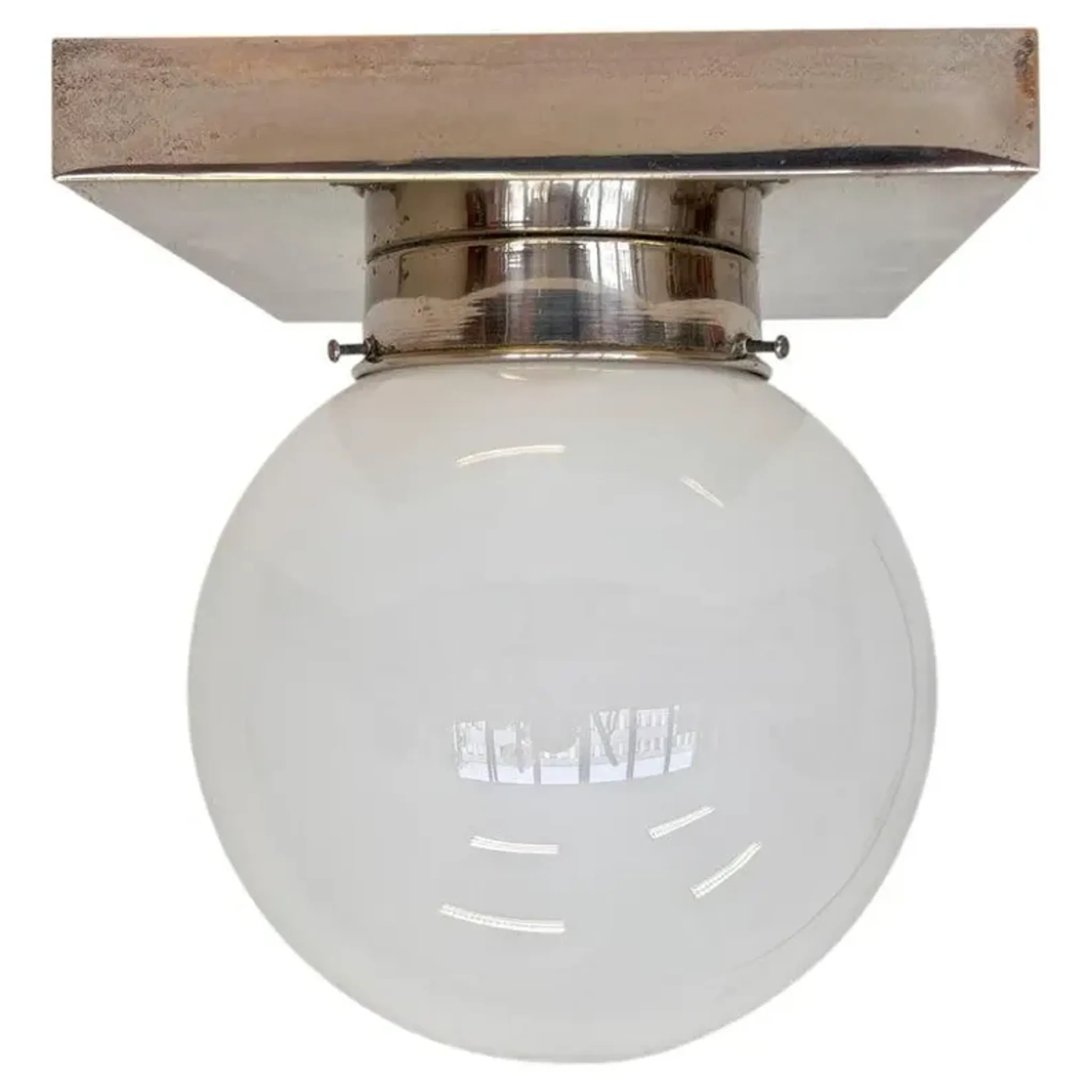 Design Chrome and glass Bauhaus Ceiling Lamp / Flushmounts, 1930s