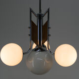 Lustre en bois et chrome, années 1940