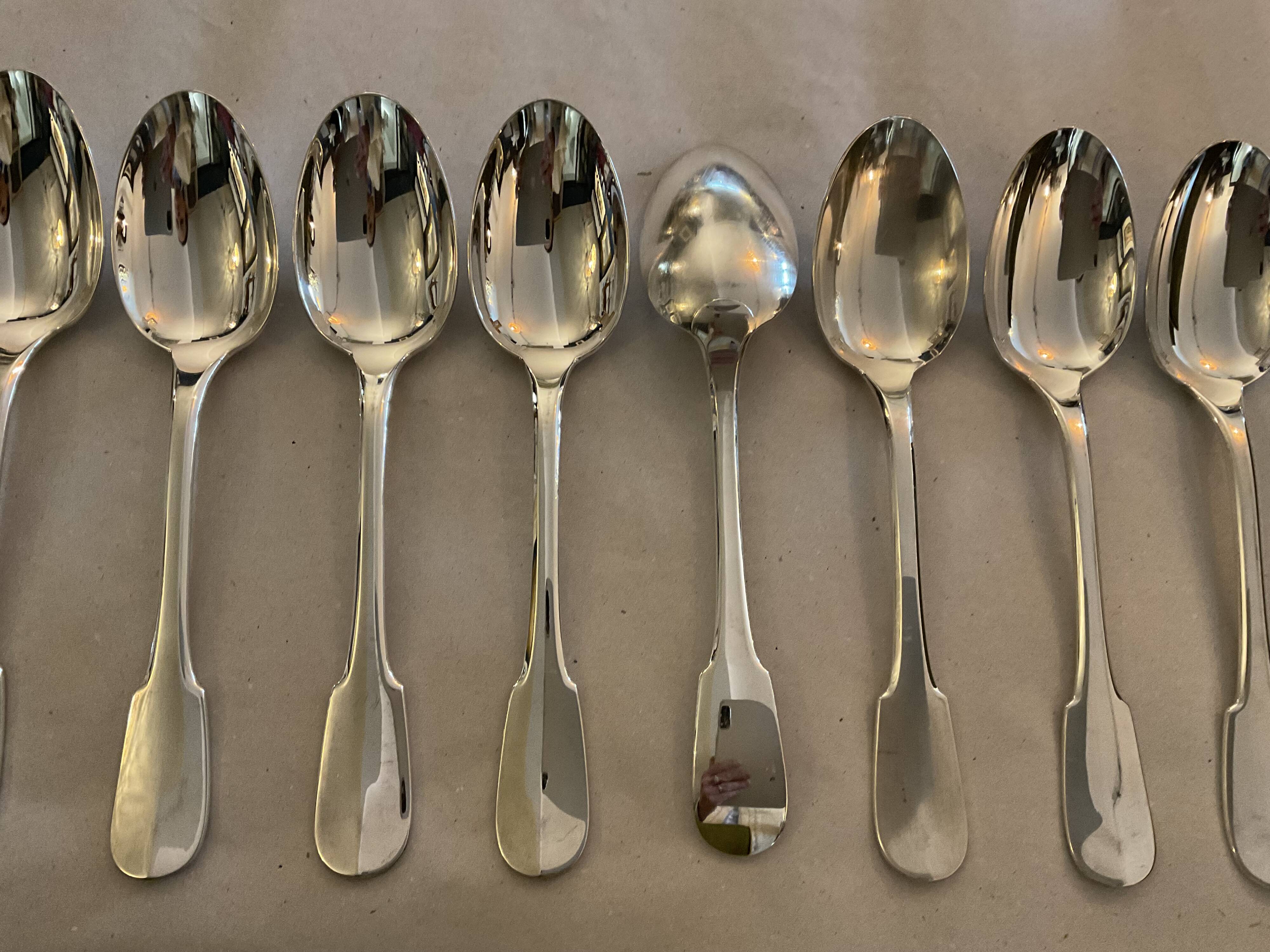 12 Christofle Model Cluny spoons. Silver plated