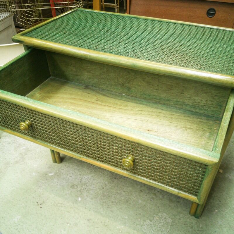 Commode en rotin et cannage