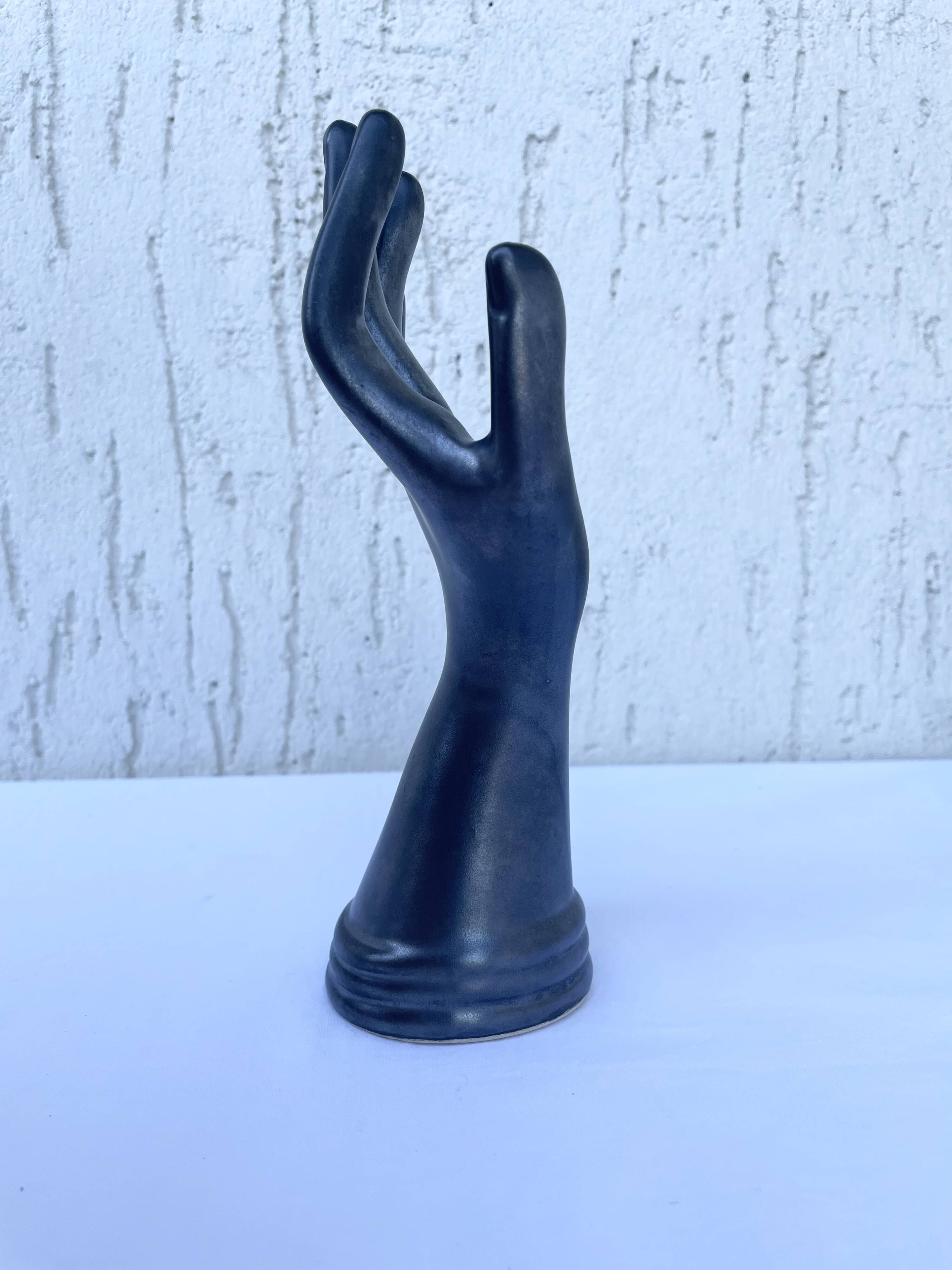 Soliflore baguier main en céramique noire brillante, esprit Vallauri