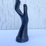 Single flower holder in shiny black ceramic, Vallauri spirit.