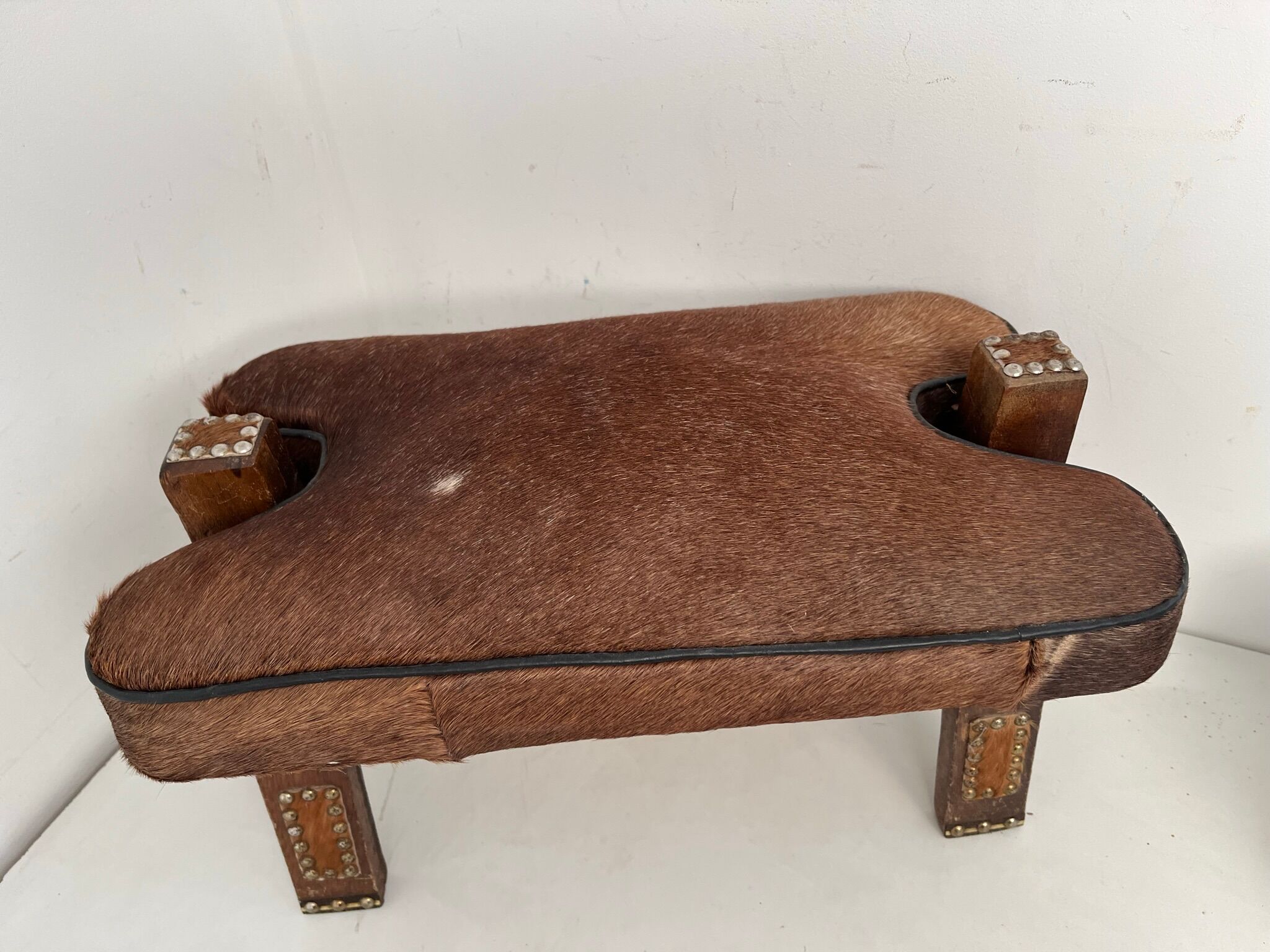 Vintage cowhide footrest