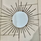 Vintage 1960s Sun Mirror in Gold Metal 73 x 58 cm