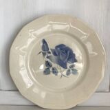 Set of 11 Digoin flat plates, blue rose patterns