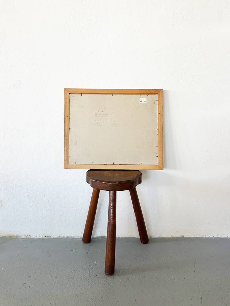 Painting "Banks of the Loire", Oil on paper, framed