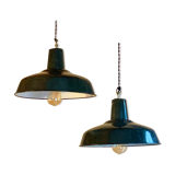 Pair of 40s enamelled XL industrial suspensions