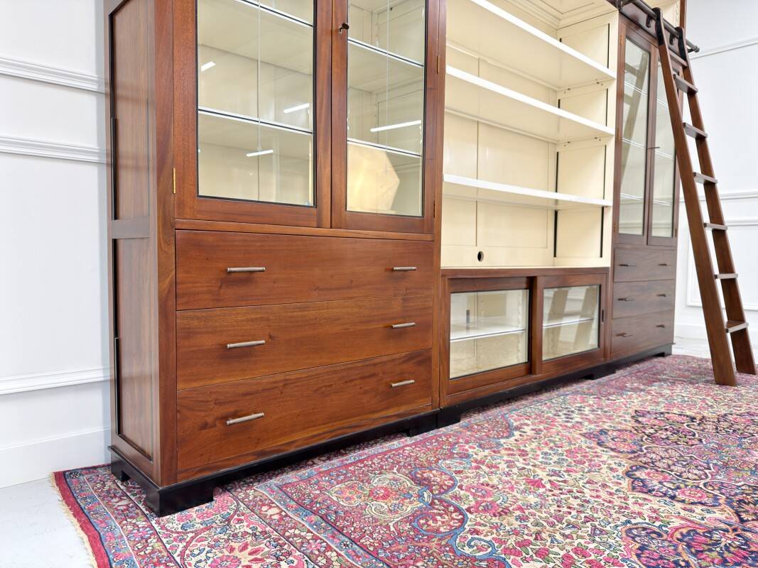 Large Classic English Art Deco Bookcase Library Cabinet