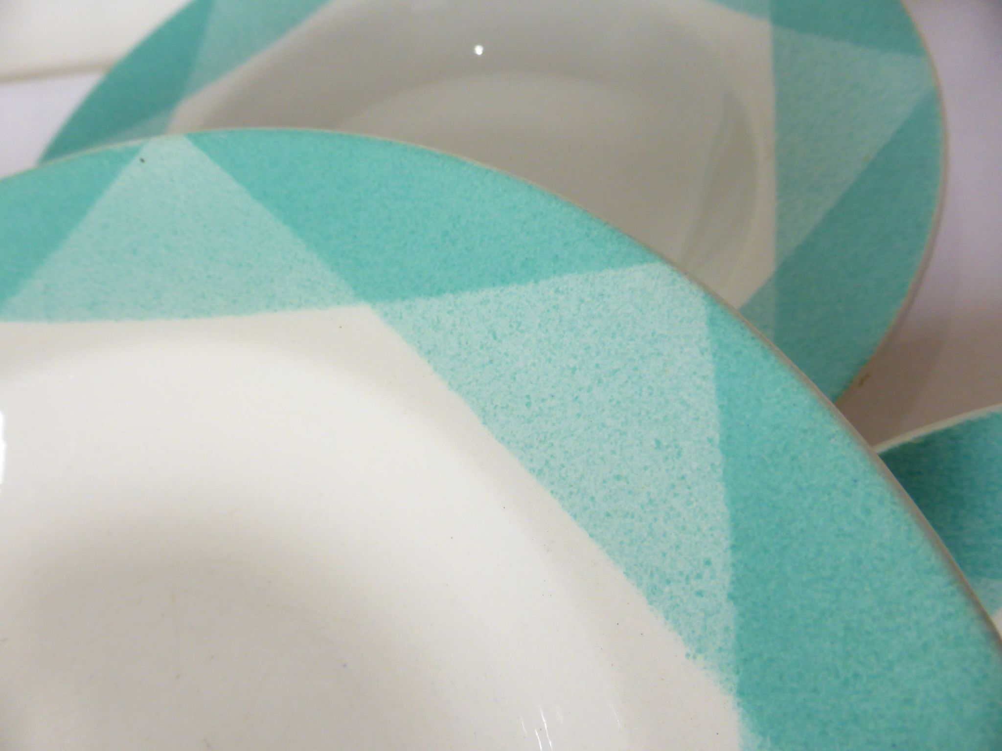 4 vintage geometric pattern soup plates 220510