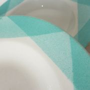 4 vintage geometric pattern soup plates 220510