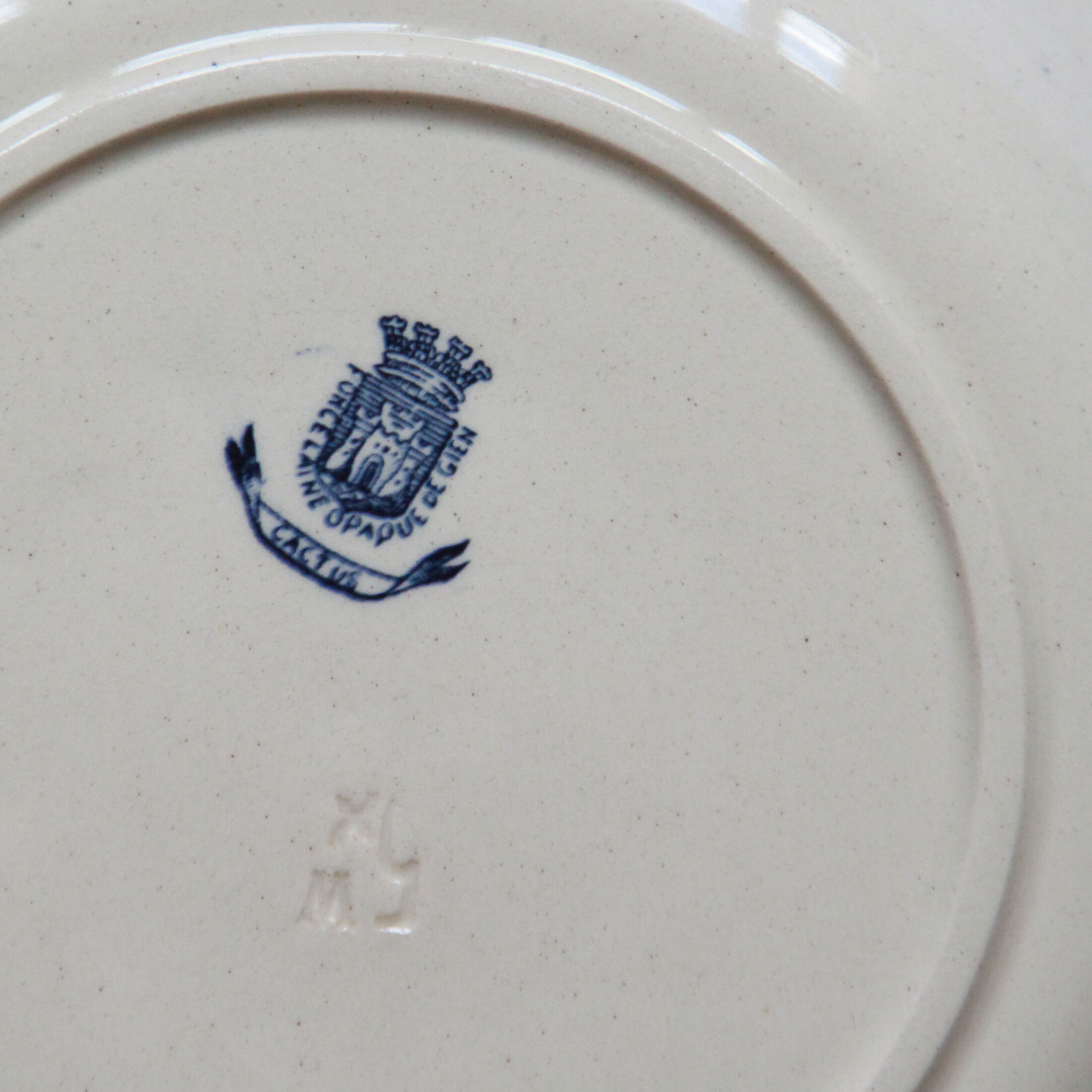 Soupière terre de fer gien cactus blue porcelain opaque old 19 th earthenware