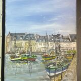 Pair of marine pendant oil on canvas, Paul Georgelin Côte d'Armor