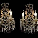 Large Crystal Beaded Murano Glass Sconces Set of 2,
