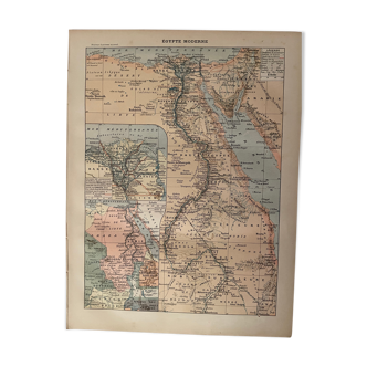 Ancient map of ancient and modern Egypt from 1897