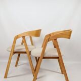 Vintage chairs light oak and beige natural linen