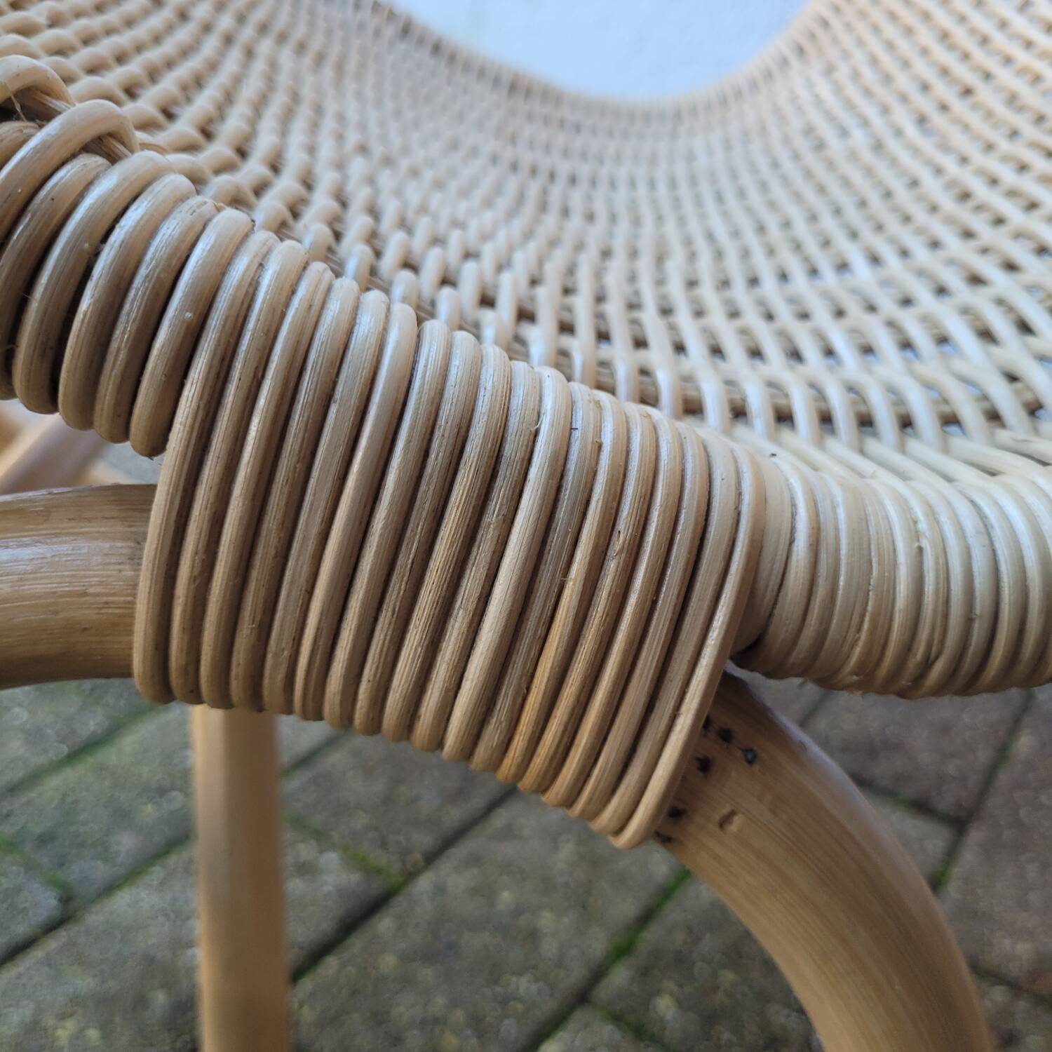 Rattan and bamboo rocking chair — Vintage bohemian style, 1970s