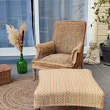 Napoleon III armchair with its 4 original castors - its footrest