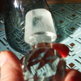 Carafe in worked glass, blue chandelier and its faceted cap