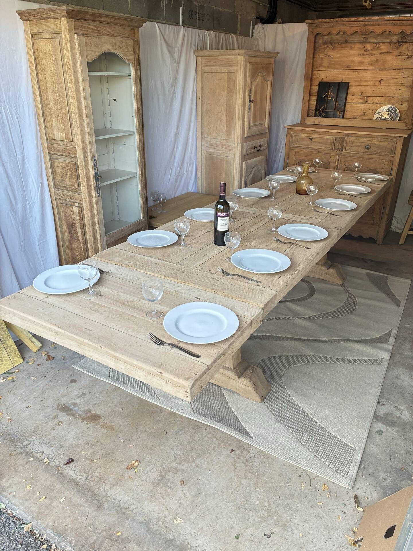Monastery table with extensions in solid oak