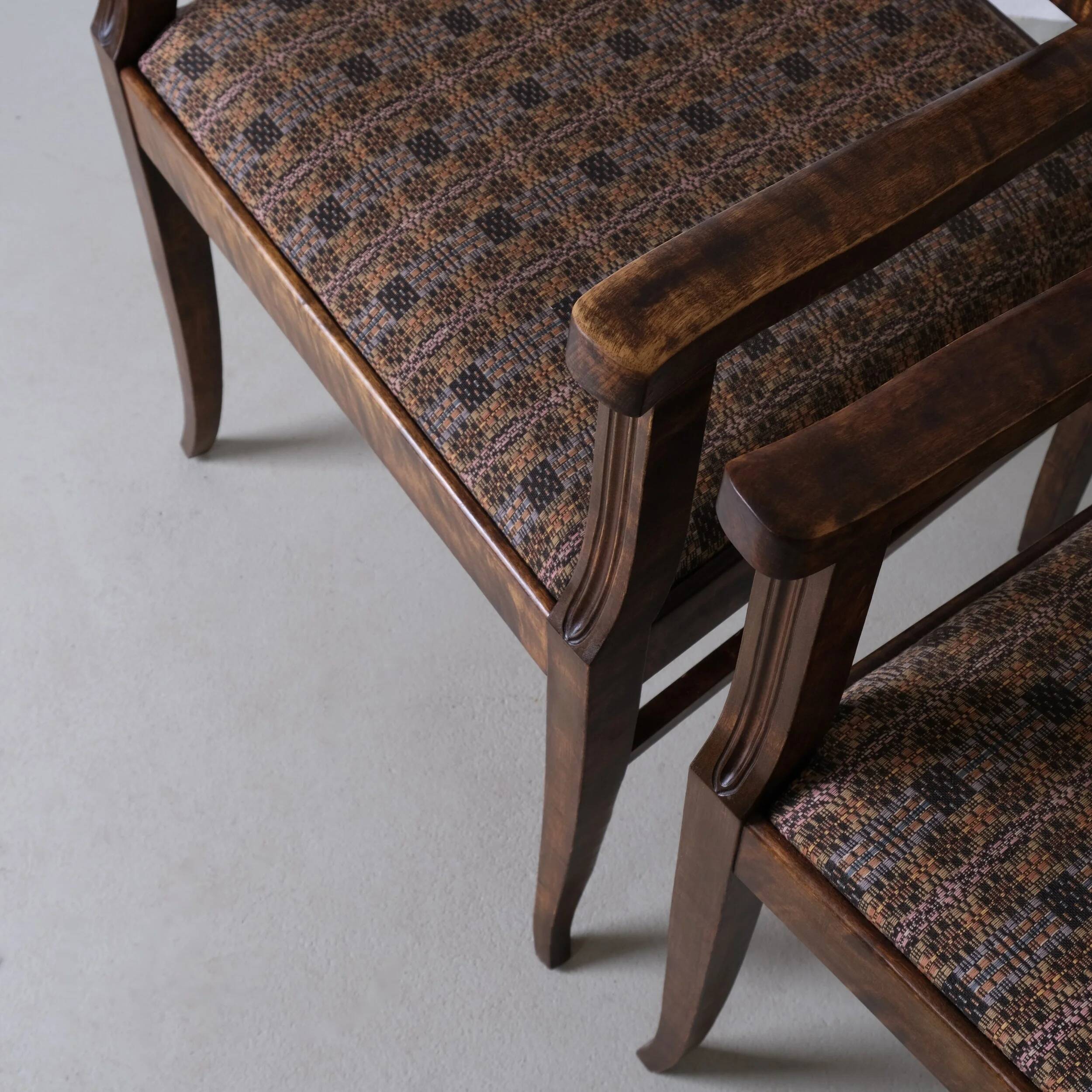 Biedermeier satin birch armchairs | Sweden | set of 2