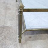 Table basse en laiton et marbre blanc des années 70