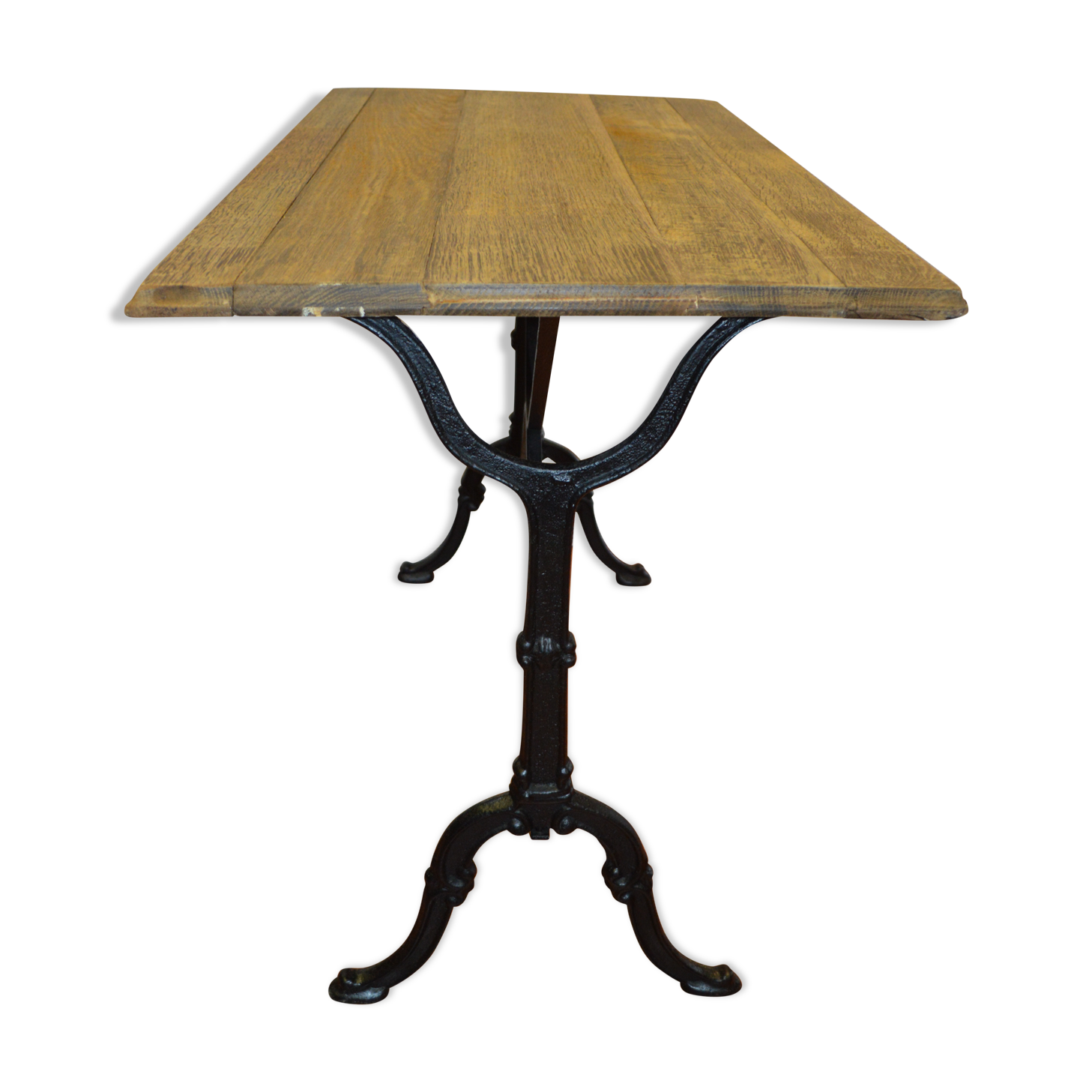 Cast iron bistro table and oak tray