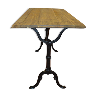 Cast iron bistro table and oak tray