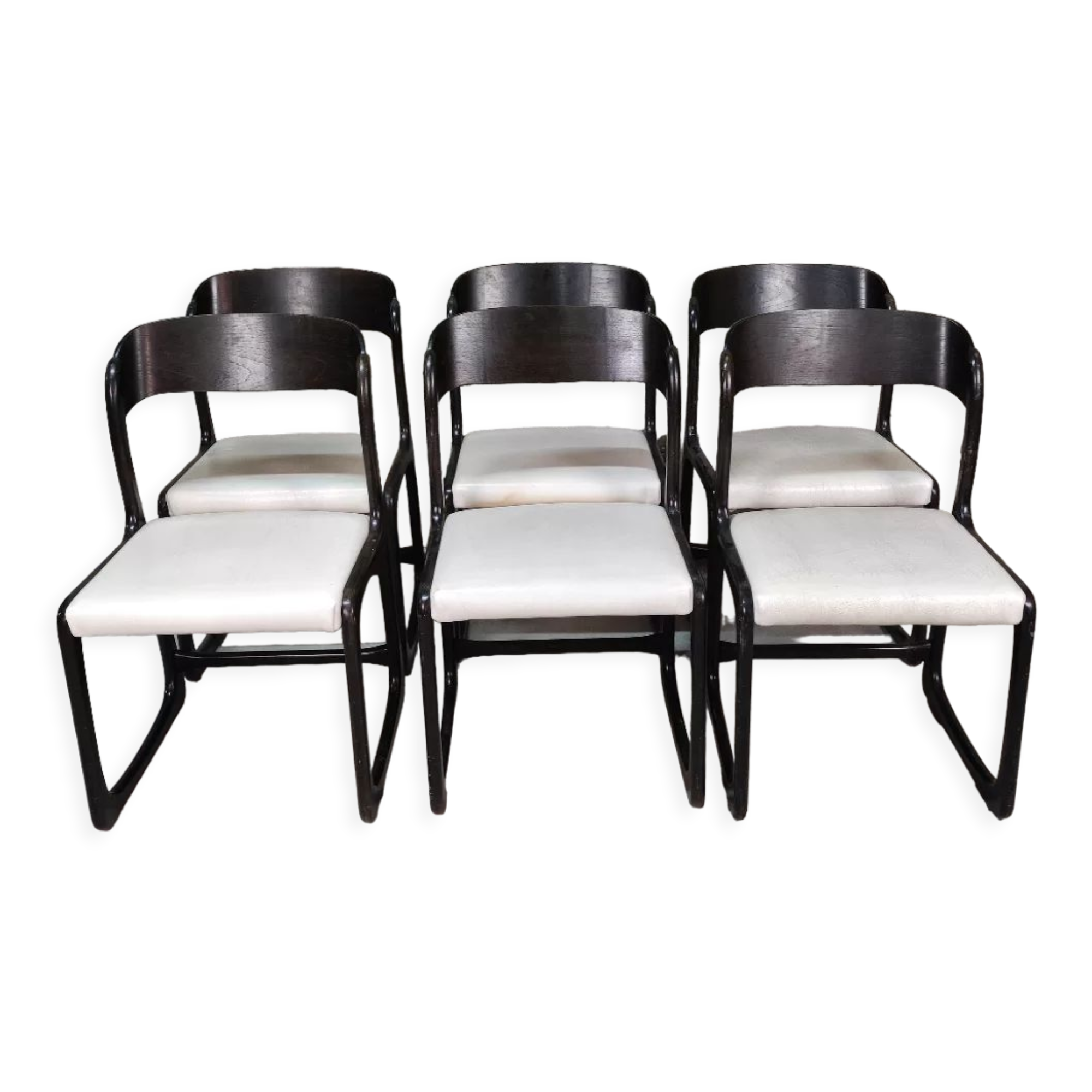 Lot de 6 chaises Baumann traineau