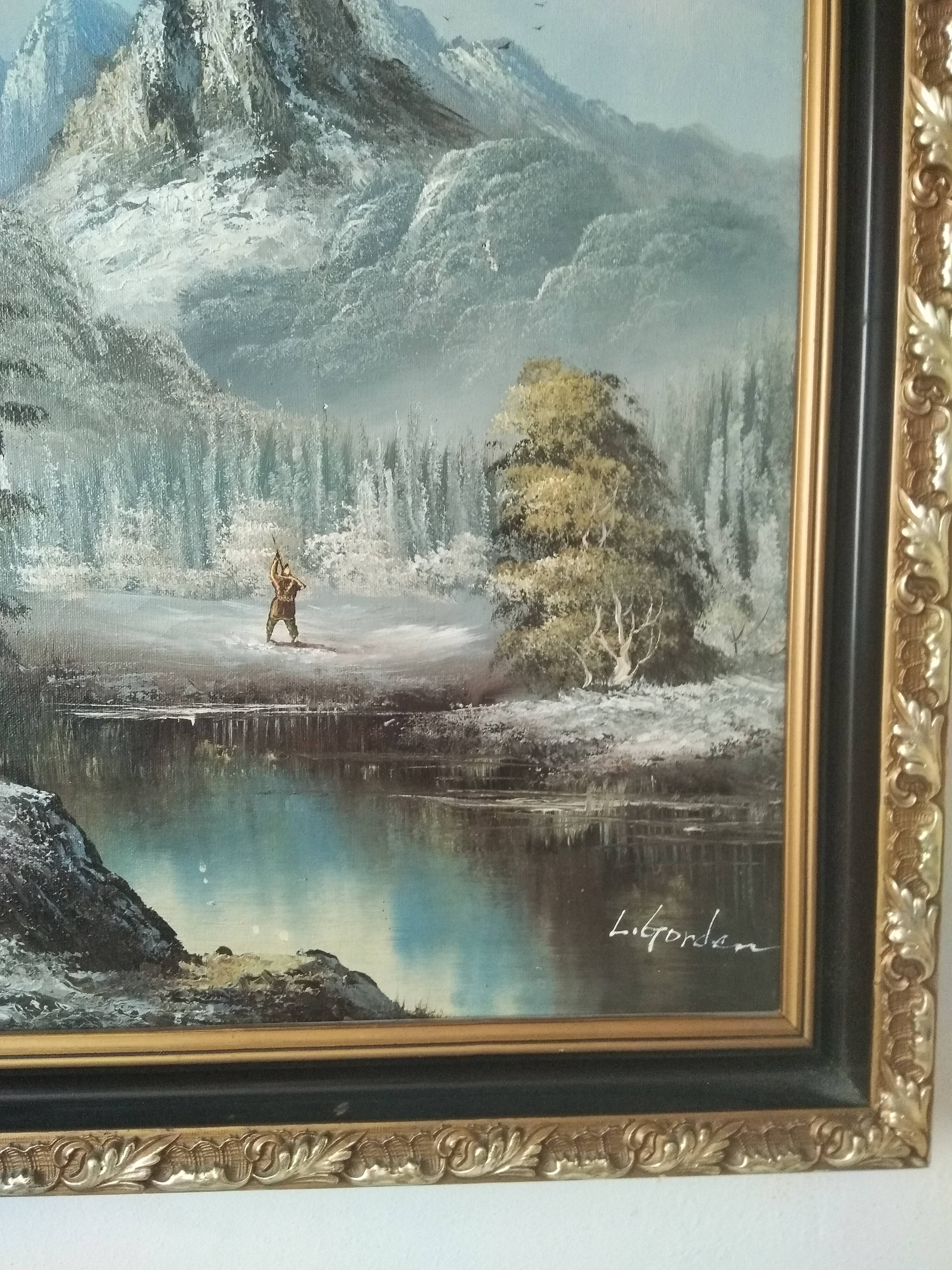 Painting mountain landscape oil painting by L Gorden Real hand-painted canvas Ta