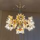 Chandelier Carlo Nason for Mazzega - Murano flower lampshade - Hollywood Regency - 1970s