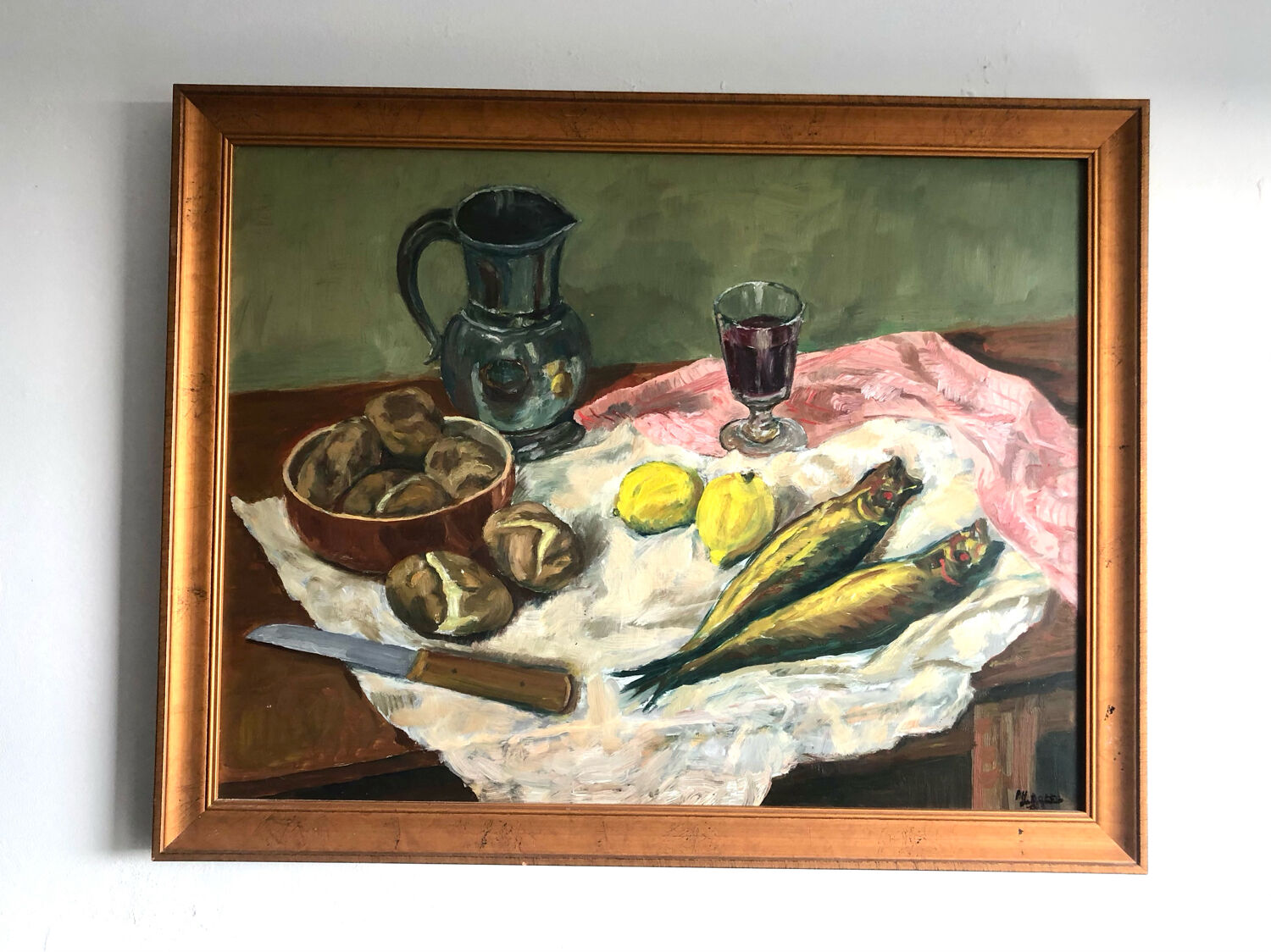 Nature morte, signée, années 90, cadre dorée