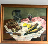 Still Life, signed, 90s , golden frame