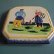 antique earthenware trivet from Pornic La Rochelle, vintage table trivet
