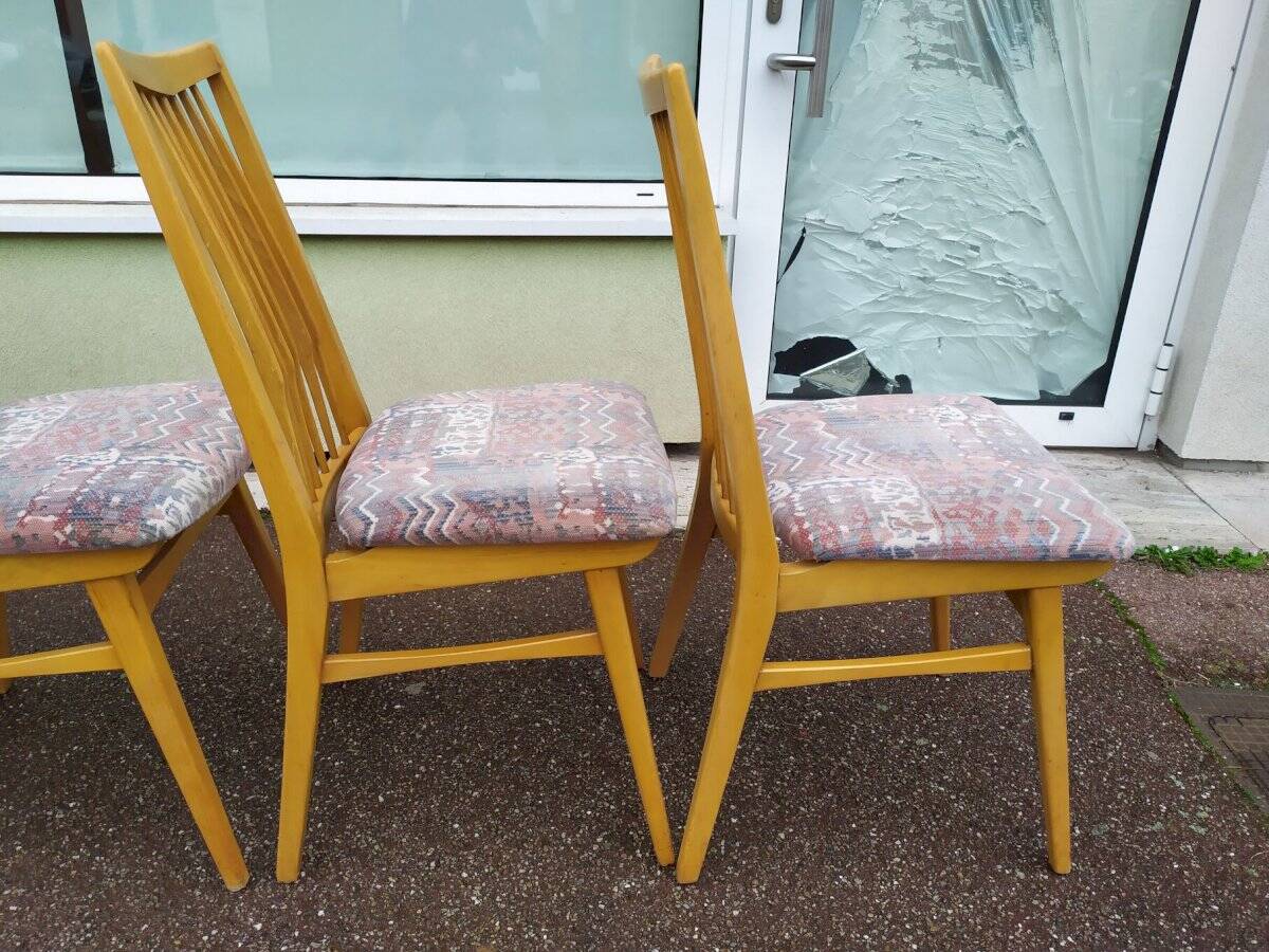 Lot de 8 chaises scandinave bois et tissu