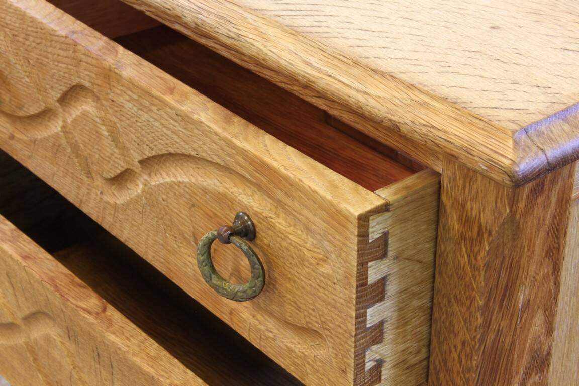 Vintage Danish 1960s oak nightstand / bedside table style of Henning Kjærnulf