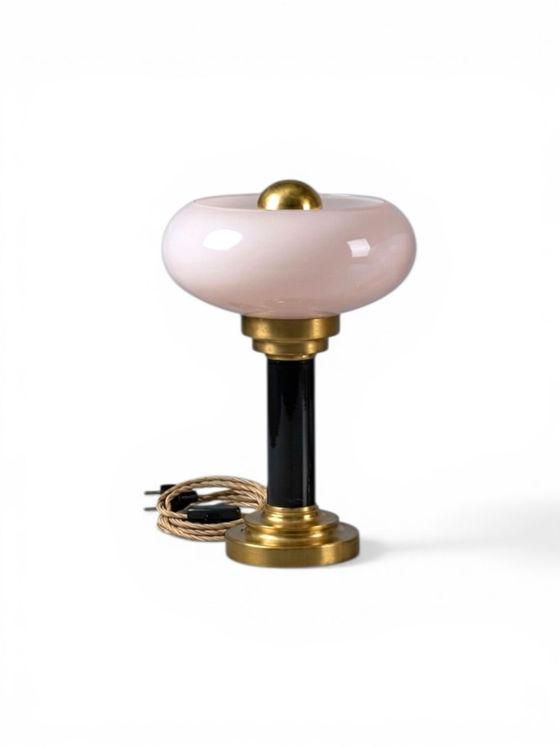 Lampe de chevet ou à poser art-déco • Verre ancien & Laiton patiné