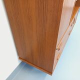 Vintage Scandinavian style secretary bookshelf storage furniture.