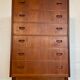 Vintage Danish mid-century teak tallboy chest of drawers 1960s